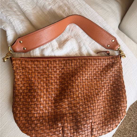 Clare V. Handbags - Woven Leather Shoulder Bag in Cognac Brown
